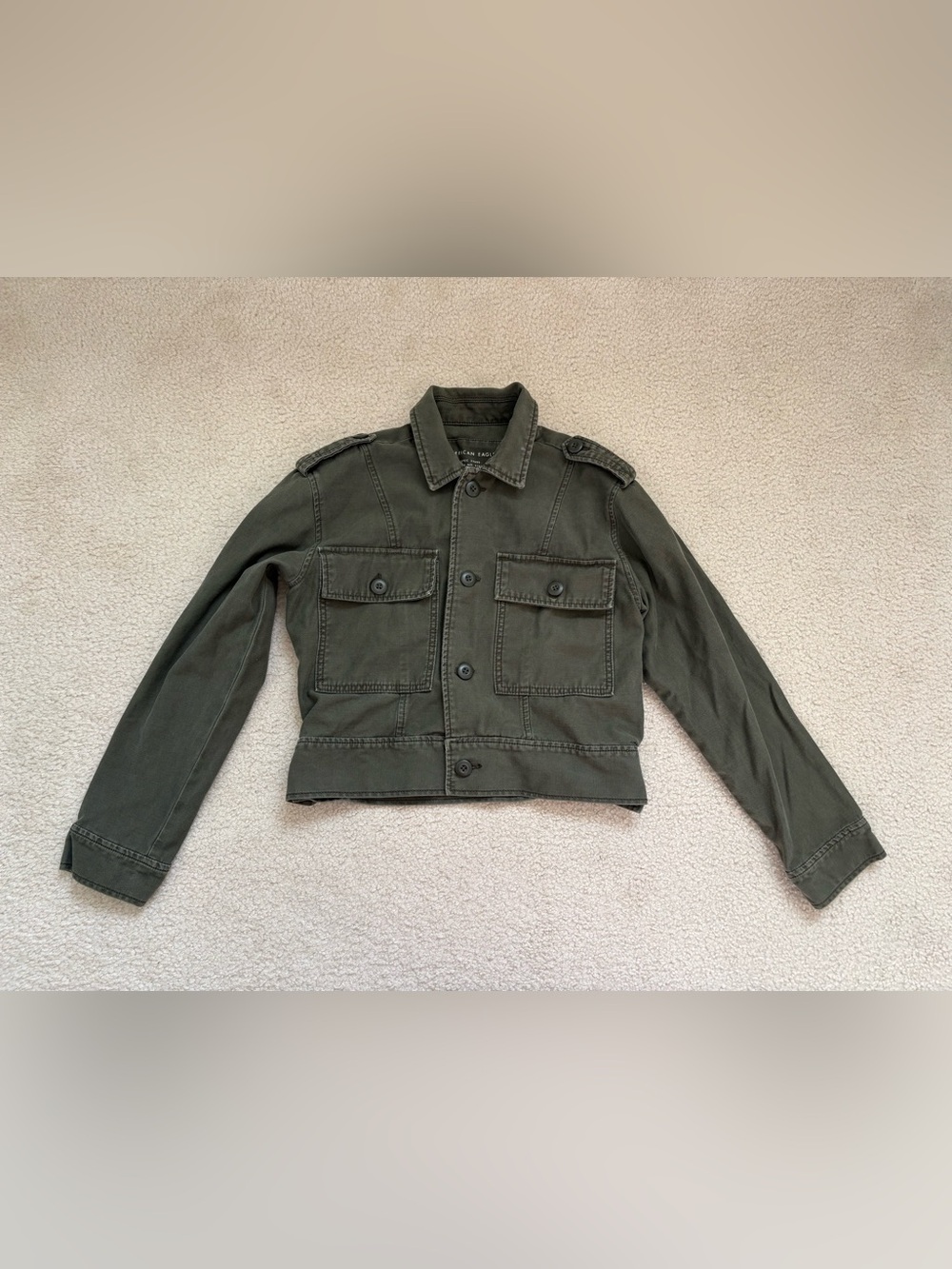 American Eagle green cropped military utility gorpcore grunge jacket sz S Y2K